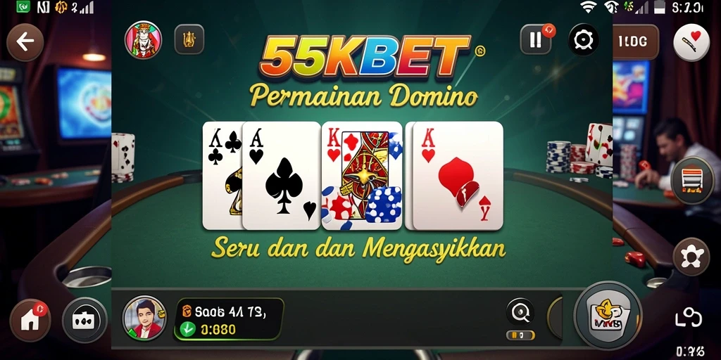 Screenshot permainan Domino 55KBET yang menarik dan interaktif.