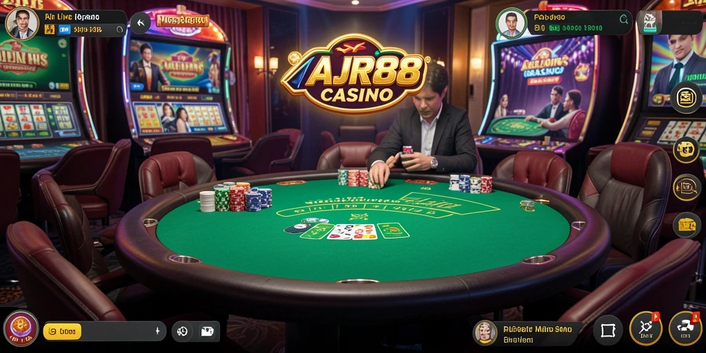 Tampilan gameplay Live Casino yang realistis dan interaktif di AJR88.
