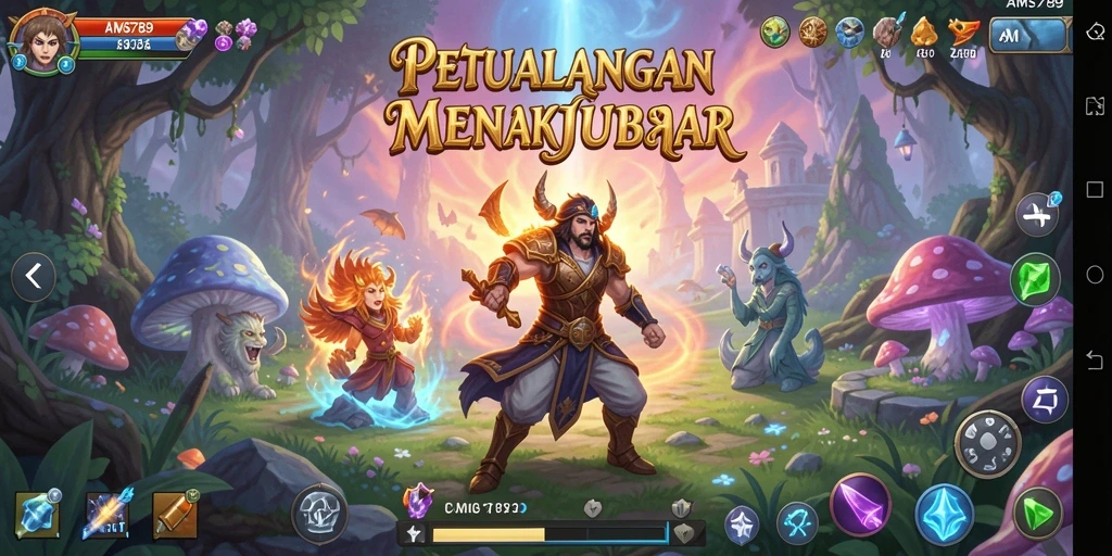 Tampilan aksi seru dalam permainan RPG AMS789 saat melawan monster.