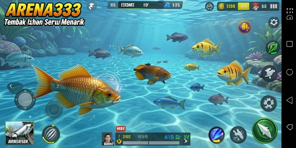 Screenshot gameplay ARENA333 menampilkan keseruan menembak ikan.