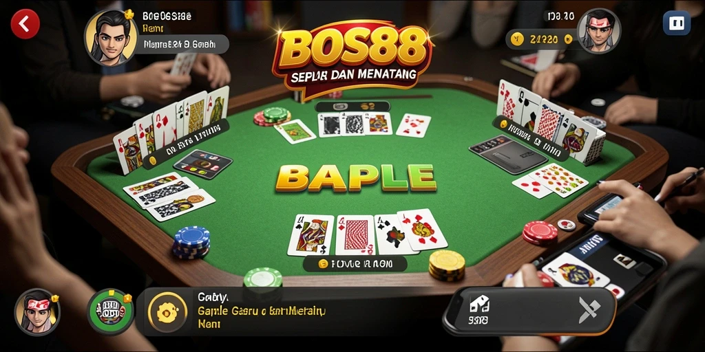 Tampilan gameplay seru dari permainan Gaple BOS88.