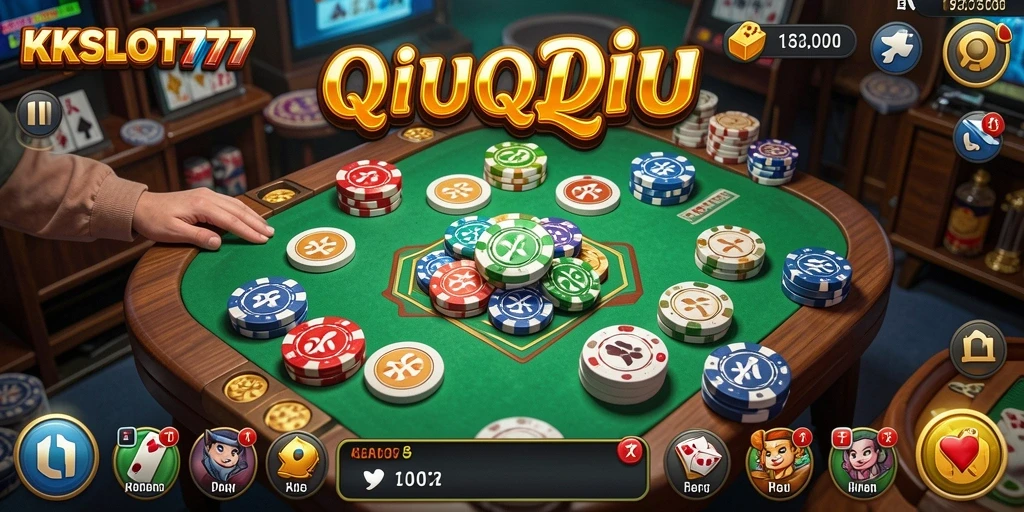 Screenshot utama KKSLOT777 yang menunjukkan gameplay seru QiuQiu.