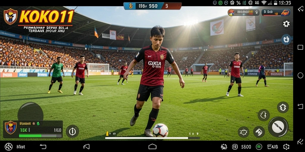 Gameplay seru KOKO11 dengan pertempuran di lapangan sepak bola.