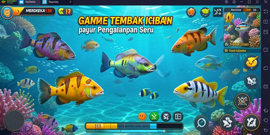 Screenshot gameplay MERDEKA138 menampilkan aksi menembak ikan yang seru.