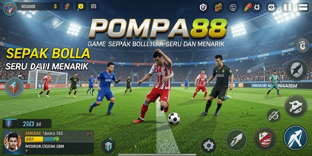 Screenshot POMPA88 menampilkan laga sepak bola yang seru dan penuh aksi.