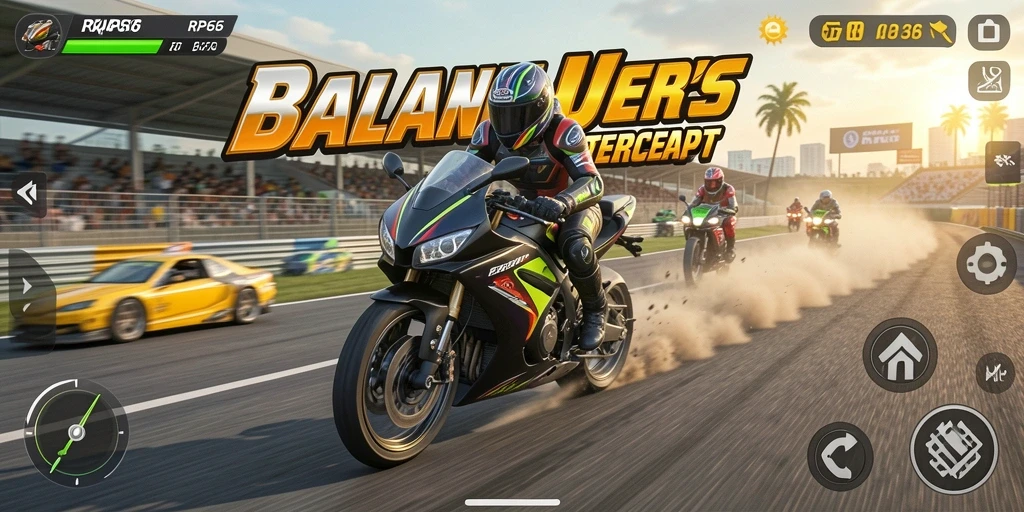Screenshot menampilkan gameplay balapan motor yang seru dan mendebarkan.