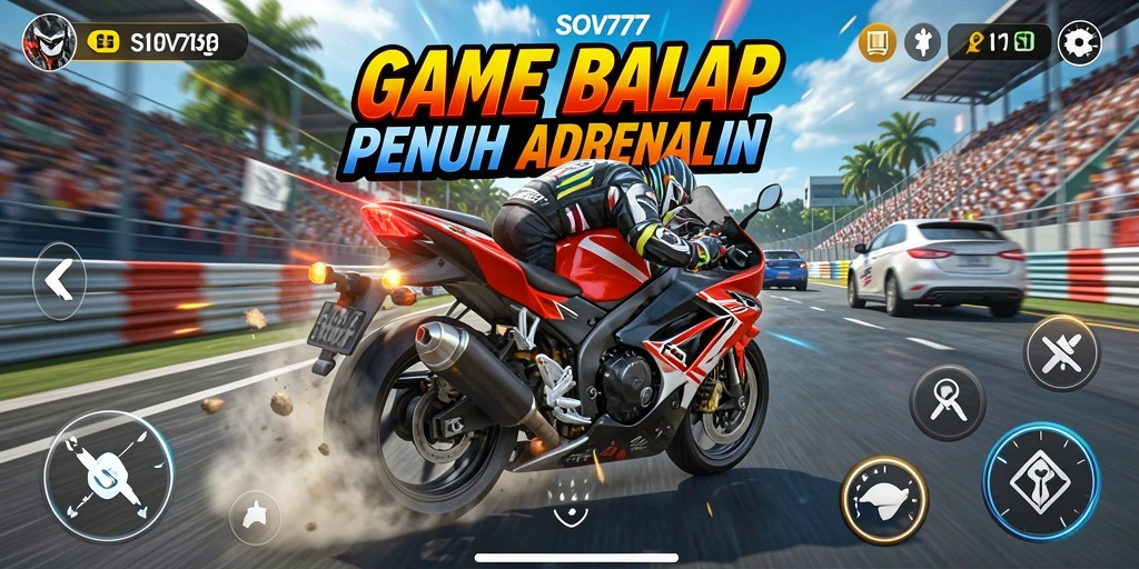 Tampilan gameplay SOV777 yang intens dan mendebarkan di lintasan balap.