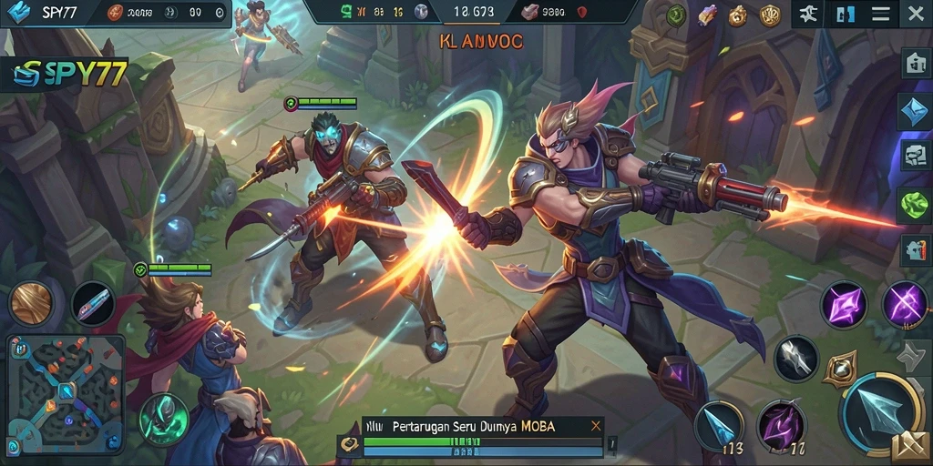 Gameplay seru dan intens di SPY77 MOBA.