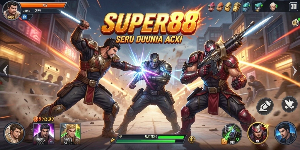 Tampilan seru dari gameplay SUPER88 yang penuh aksi.