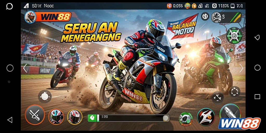 Tampilan gameplay seru di WIN88 dengan berbagai trek menantang.